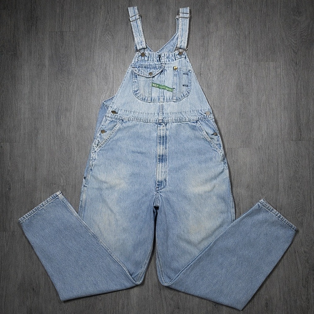 Vintage Key Imperial Denim Bib Overalls Light Wash Workwear Carpenter Jeans USA
